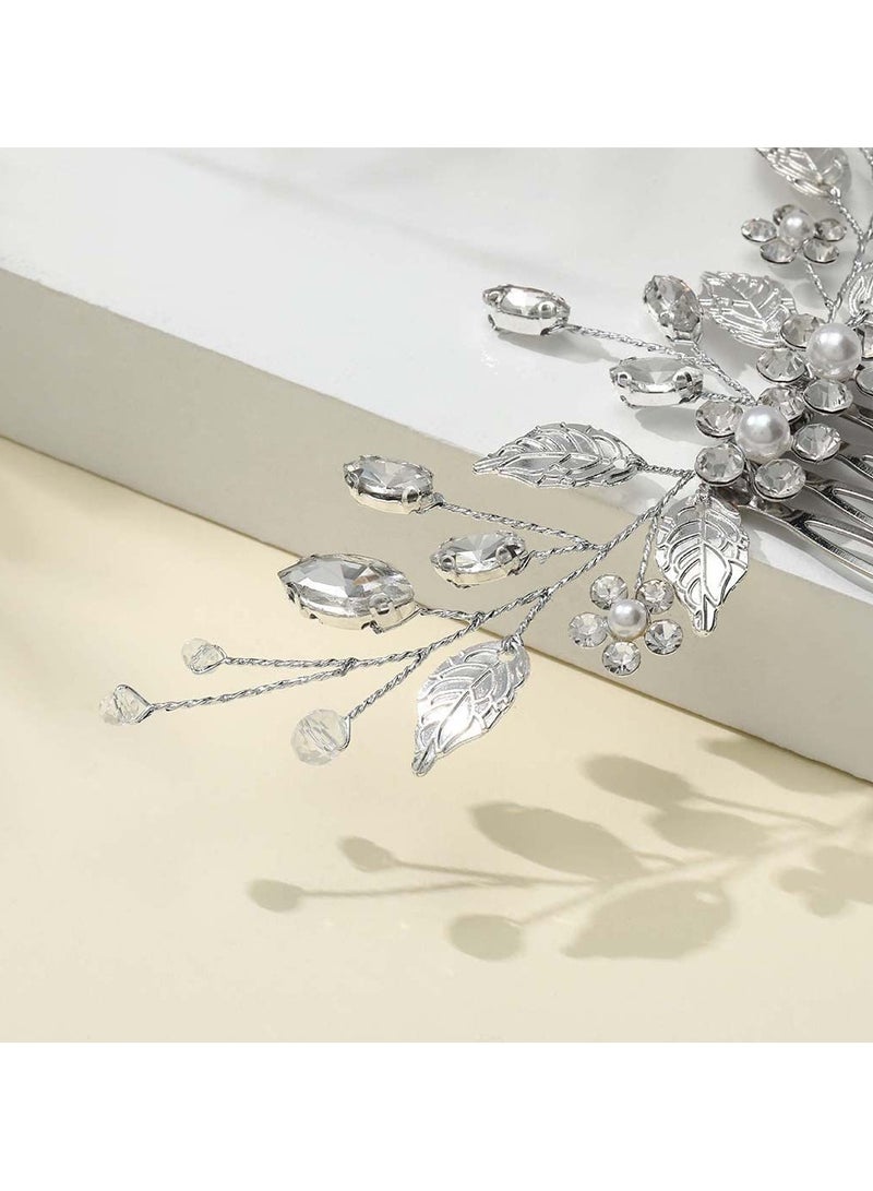 Harse Bride Crystal Wedding Hair Comb – Silver Rhinestone Bridal Headpiece, Elegant Hair Accessories for Women and Girls (Silver) - Image 4
