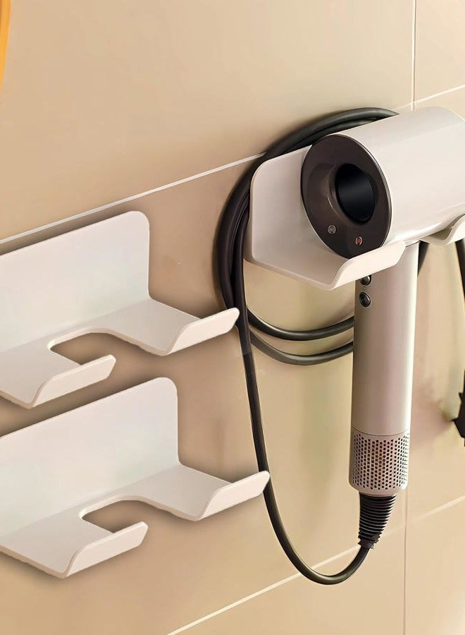 SUPTEC 2 Pack Universal Hair Dryer Holder, Self Adhesive Wall Mount Stand for Most Brand/Size Hair Blow Dryer Hair Dryer Organizer Rack with Plug&Wire Hook for Bathroom - Image 1