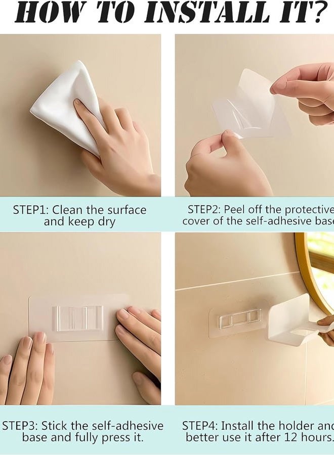 SUPTEC 2 Pack Universal Hair Dryer Holder, Self Adhesive Wall Mount Stand for Most Brand/Size Hair Blow Dryer Hair Dryer Organizer Rack with Plug&Wire Hook for Bathroom - Image 5