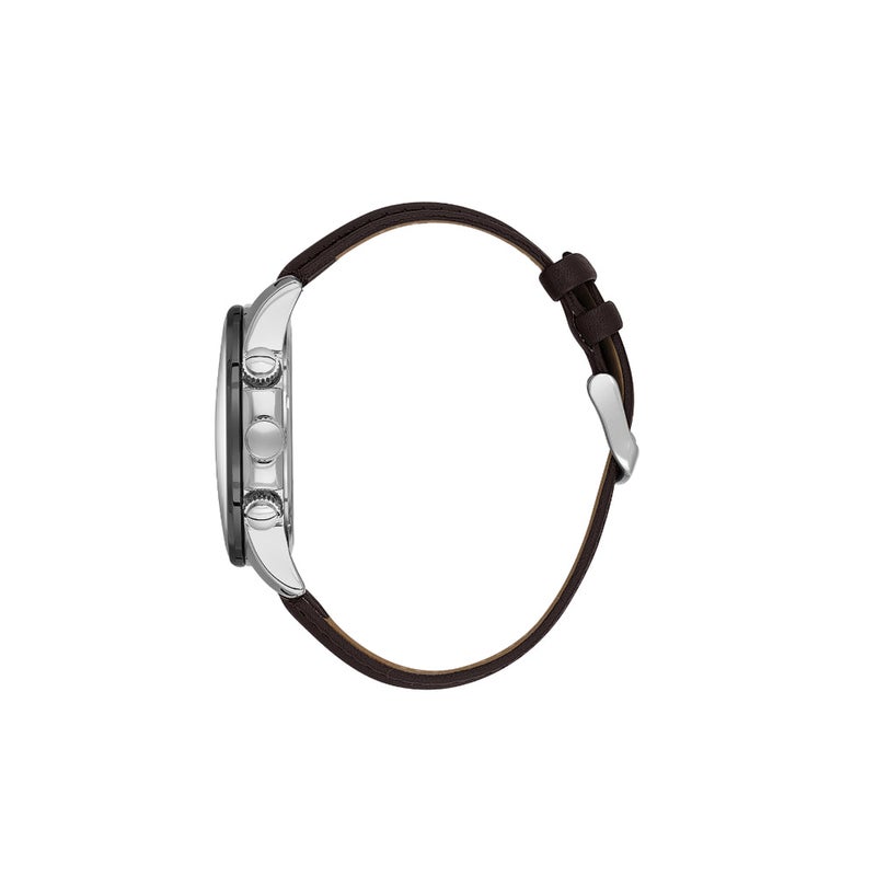 دانيل كلاين سوار رجالي من الجلد | علبة من سبيكة فضية وسوداء | تناظري | قرص أزرق دائري منقوش | حركة كوارتز يابانية | حصري | مقاومة للماء حتى عمق 50 مترًا - Image 2