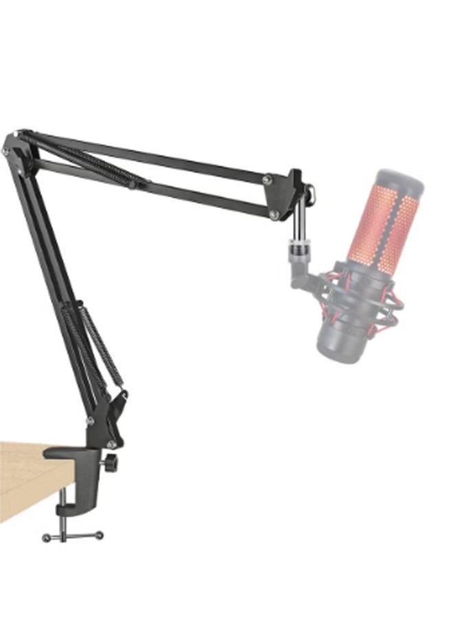 Boom Arm, Foldable Desktop Mic Boom Arm Fully Adjustable 360°Rotatable Microphone Arm Stand with Desk Mount Microphone Clip 3/8"  Adapter for Blue Yeti Snowball HyperX QuadCast and more (Black)  - Image 1