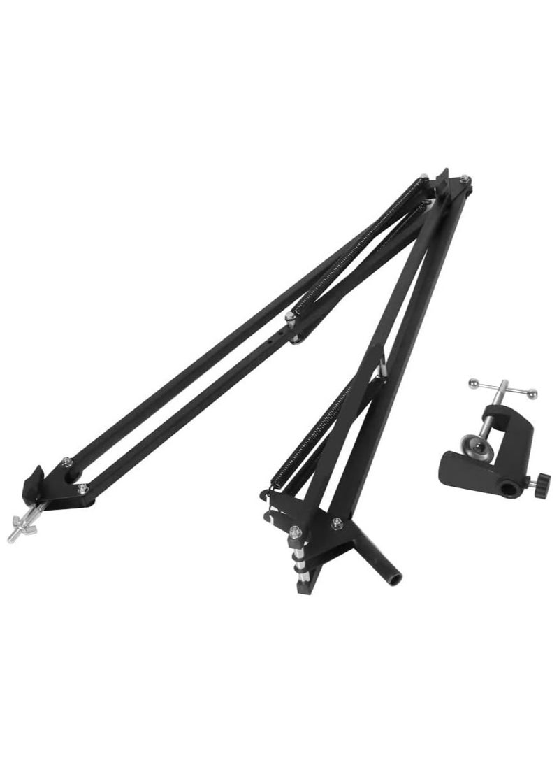 Boom Arm, Foldable Desktop Mic Boom Arm Fully Adjustable 360°Rotatable Microphone Arm Stand with Desk Mount Microphone Clip 3/8"  Adapter for Blue Yeti Snowball HyperX QuadCast and more (Black)  - Image 4