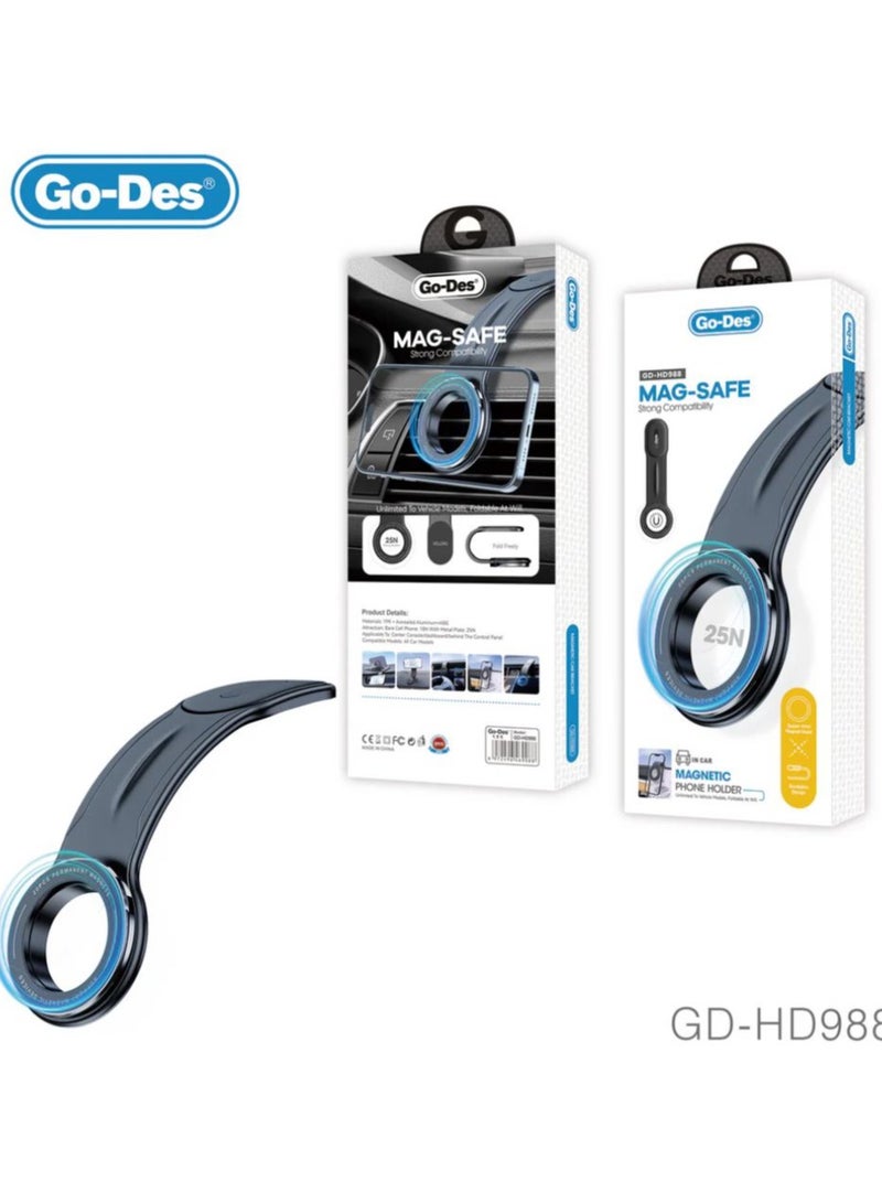 GO-DES Go Des GD-HD988 Magnetic Magsafe Compatible Flexible Curved and Flat Surface Car Phone Holder - Image 2