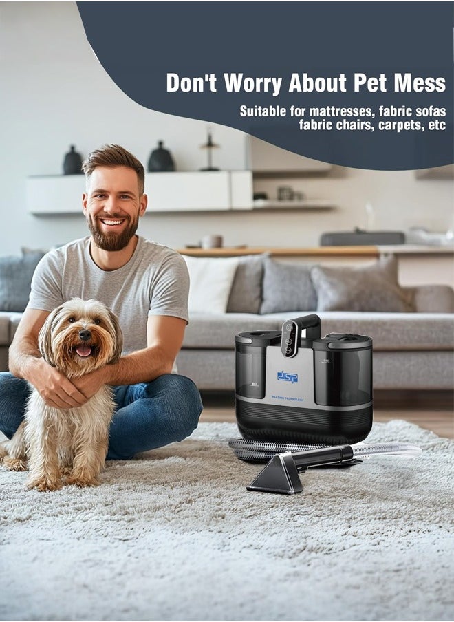 Carpet Cleaner,12Kpa Portable Carpet Spot and Upholstery Cleaner with 3 Different Brushes, 1200W Powerful Suction Deep Couch Cleaner Machine with Handle for Pet Stains, Sofa, Car Seat, furniture,KD2047,Grey
