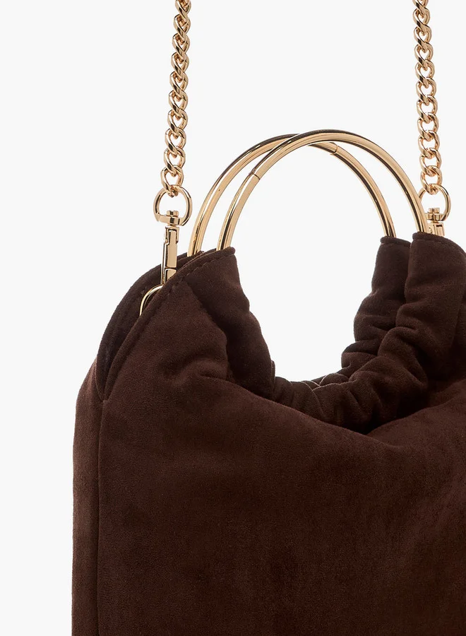 Celeste Solid Crossbody Bag with Detachable Chain Strap and Button Closure