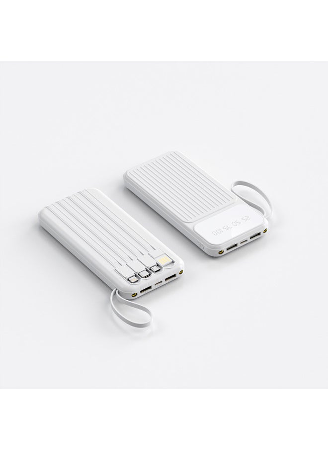 Generic - With Line Mobile Phone Charging Treasure 20000 MA Real Standard 30000 MA Super Large Capacity Mobile Power Shell Material Customization-Color:White [with 4-wire Lighting Lanyard]]-Power Supply Capacity:30000 MA - Image 1