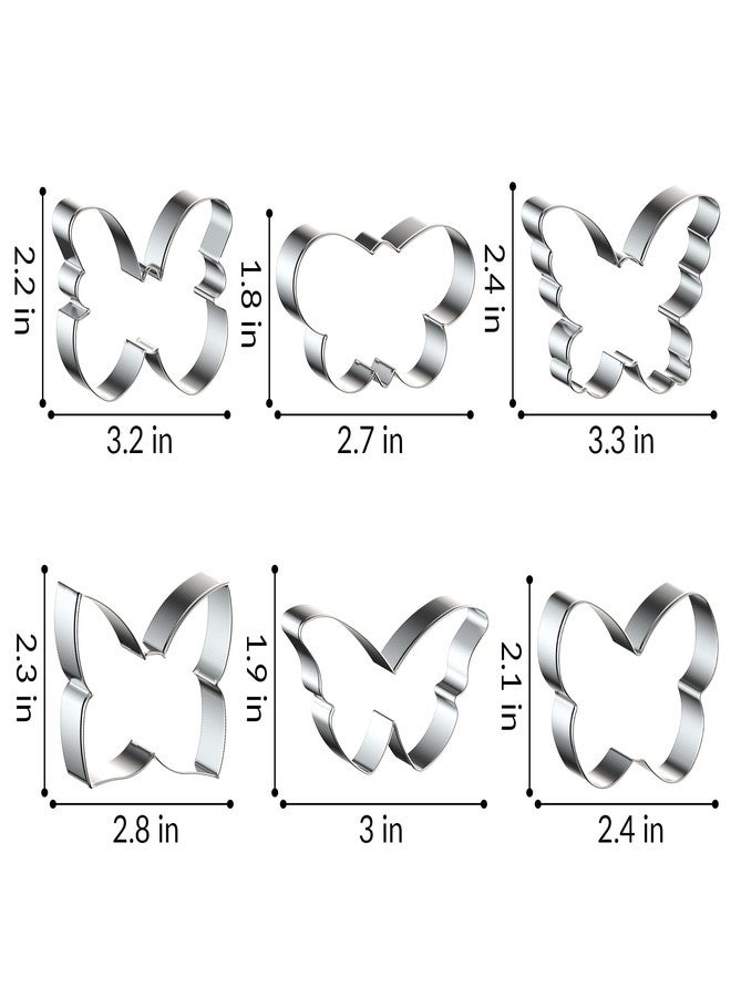 FUSOTO 6PCS Butterfly Cookie Cutters Set, 3 Inches Butterfly Shaped Cookie Cutter, Stainless Steel Cookie Cutters for Baking, Butterfly Shapes Baking Tool for Homemaking Cookie,Biscuits,Dough - Image 2
