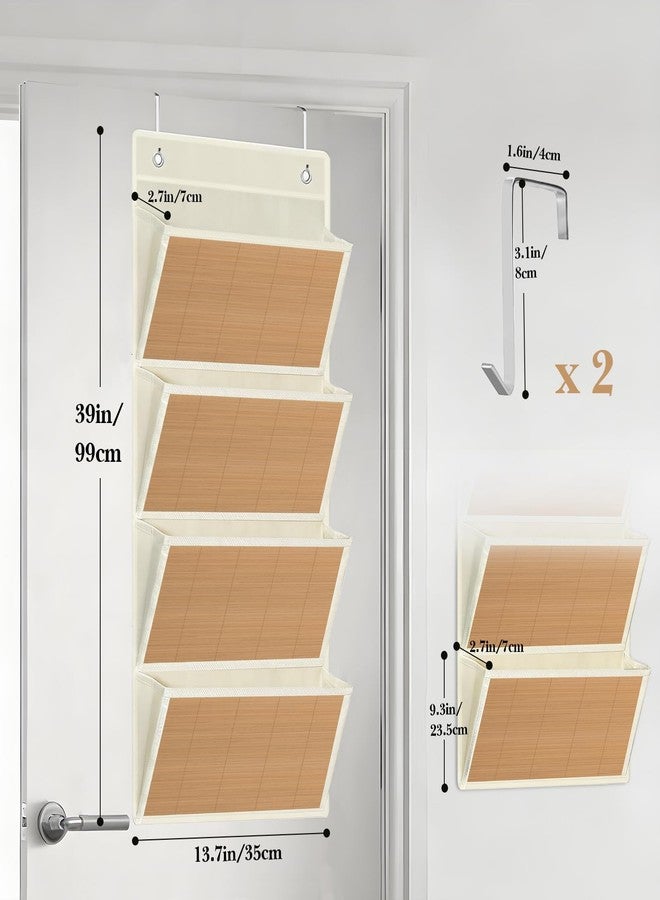 homyfort hanging wall file organizer, Over the door file folder organizer with 4 Large Bamboo Pockets, Suitable for Home, Office, Back to School Supplies Storage and Organization (Beige) - Image 4
