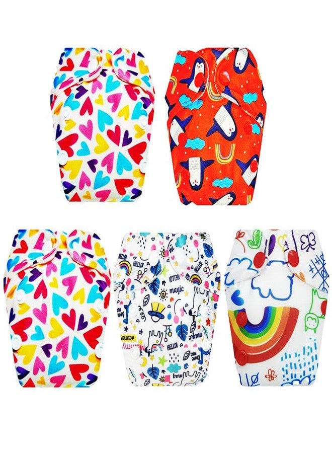 Dumbledo Premium Newborn Cloth Diaper with Integrated Soaker (Pack of 5) | Snug Fit | 6-Layer Absorbent Pad | Quick Dry | Worry-Free Diapering | 0 - 4 Months | Unisex Baby - Image 1