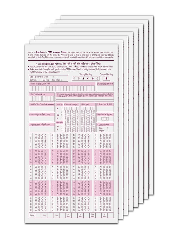 Goelite Omr Sheet For Upsc Prelims | Loose Sheets For Upsc Practice | 100 Mcq’s As Per Exam (200) - Image 1