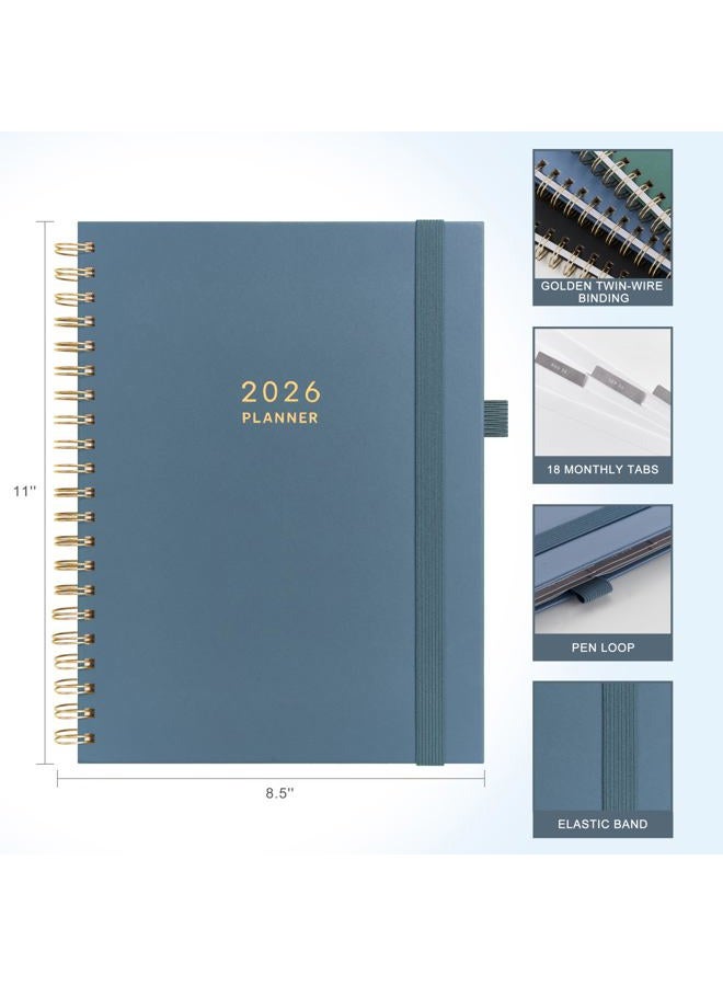 &And Per Se And Per Se 2026 Planner, A4 Size-Daily, Weekly & 18-Monthly Leather Hardcover Planner, Daily Schedule, Monthly Tabs, 100 GSM Thick Paper(Dark Blue) - Image 2