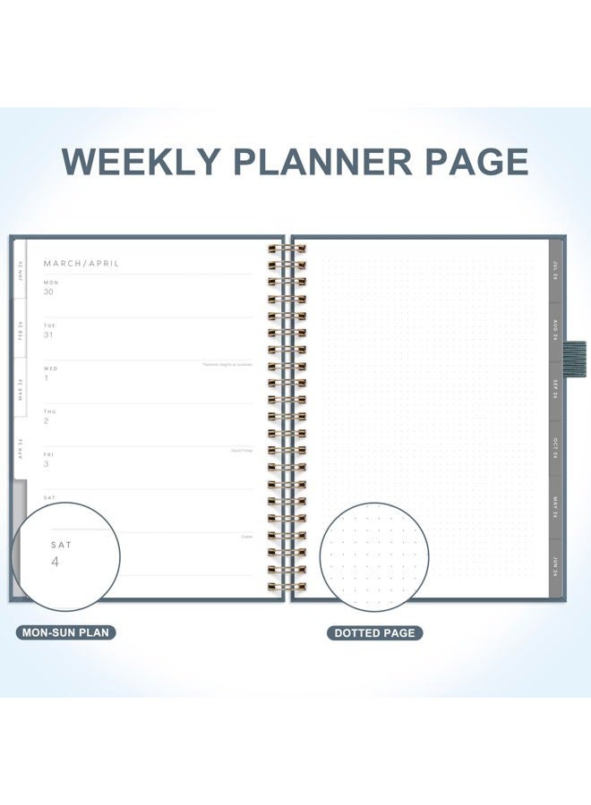 &And Per Se And Per Se 2026 Planner, A4 Size-Daily, Weekly & 18-Monthly Leather Hardcover Planner, Daily Schedule, Monthly Tabs, 100 GSM Thick Paper(Dark Blue) - Image 4