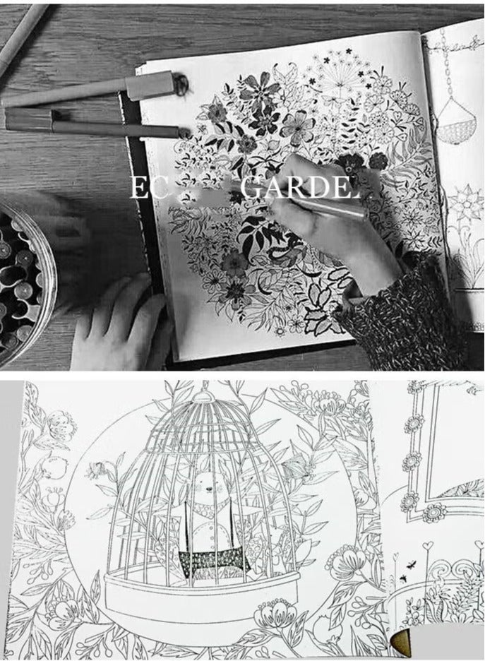 24 Pages Stress Relief Hand Drawn Coloring Book Picture Book 25x25cm  - Image 3