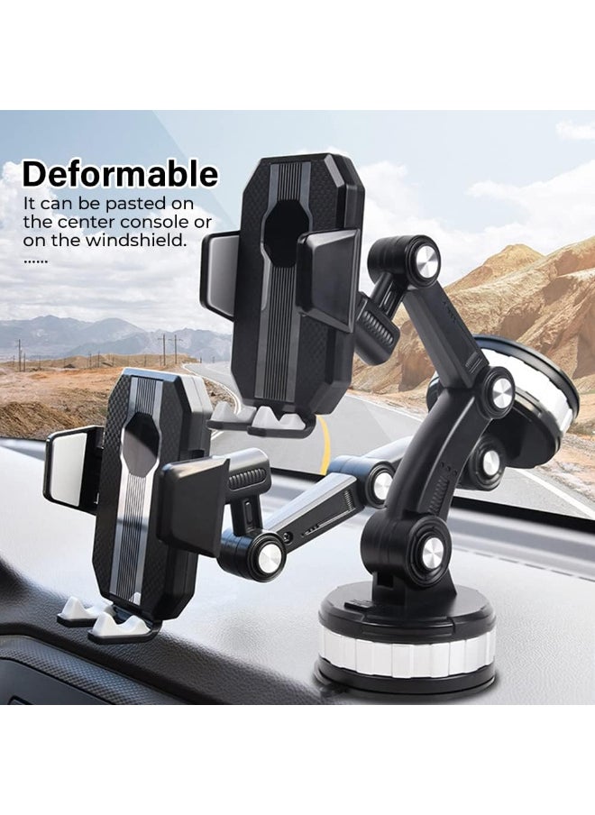 Car Phone Holder with Ultra-Suction Technology – Strong Mount with Adjustable Arm for Dashboard or Windshield