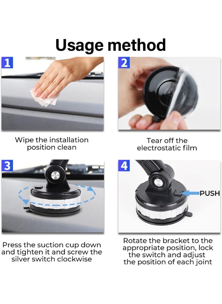 Car Phone Holder with Ultra-Suction Technology – Strong Mount with Adjustable Arm for Dashboard or Windshield
