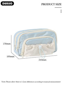 DUNISO Large Capacity Pencil Case, 5 Compartment Pouch Pen Bag with Zip,  Stationery Storage Organizer with Pen Slots, Marker Pouch Pen with Drawstring for Middle School Office College Girl and Boy  - Image 4