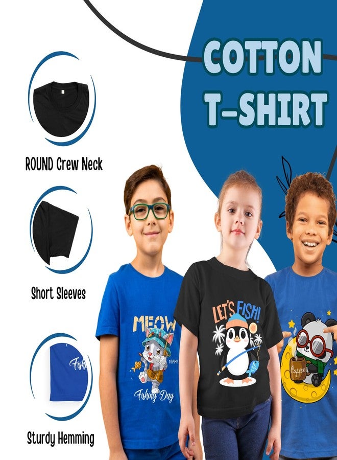 Sakuya Combo Pack of Cute Unisex T-Shirt for Children Featuring Panda, Cat, Penguin Print | Soft Cotton Apparel for Boys and Girls | Breathable, Comfy and Stylish Outfit Set | 6-12 Months - Image 2