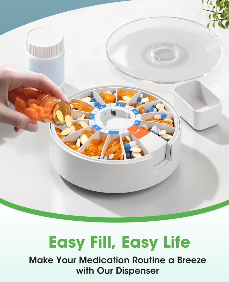 Daviky Pill Dispenser Daily, Large Pill Organizer with Wall-Mounted or Standing Use, 14 Days Pill Box, Push Button Design, Weekly Pill Organizer for Vitamin, Medicine.Supplement, Fish Oil - Image 4