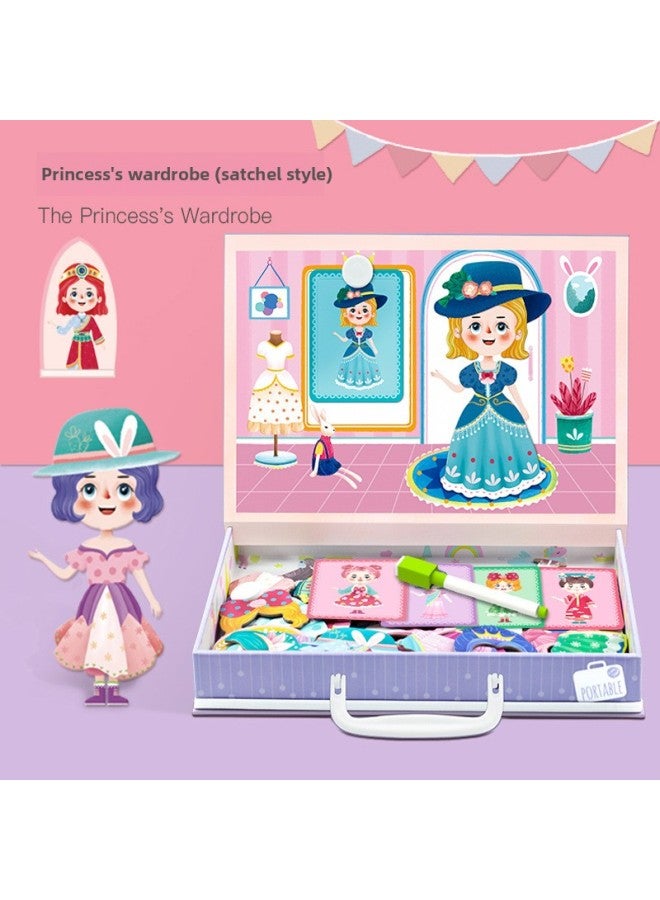 Magnetic Wooden Puzzle Early Education Toy Intelligence Development Children's Puzzle Figure Face-changing Play-in-Home Change Magnetic Sticker-Color:Princess Closet - Image 1