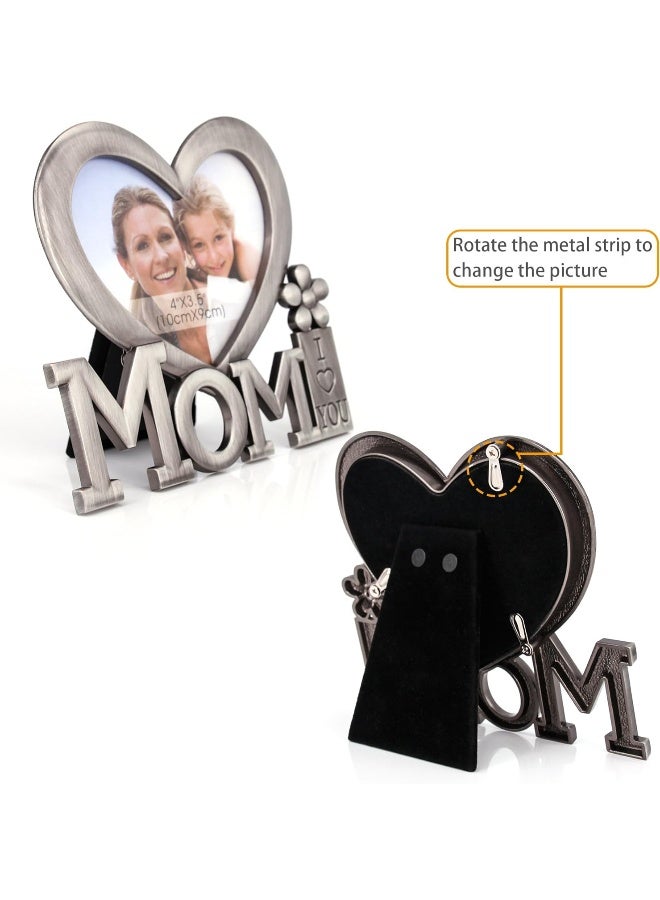 QTMY Christmas Gifts for Mom I Love You Picture FrameHeart Shape Metal Desktop Decor from Daughter Son for Mothers Birthday Day 1 - Image 2