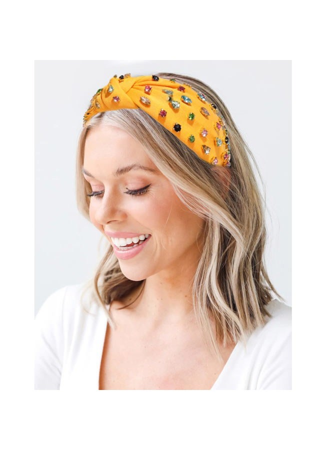 NVENF Crystal Knotted & Beaded Jeweled Wide Top Knot Summer Headpieces, Fashion Headbands - Image 2