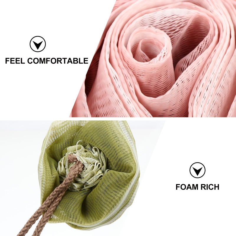 3Pcs Large Mesh Bath Loofah Rose Flower Shower Poufs Exfoliating Body Scrubber Random Color - Image 4