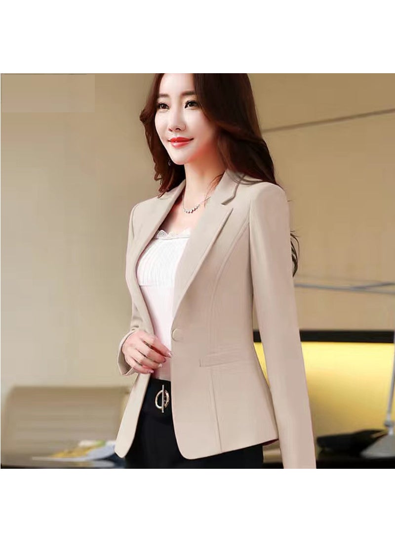 Generic 2023 Korean Slim Fit Blazer Spring Autumn Women Khaki  - Image 2