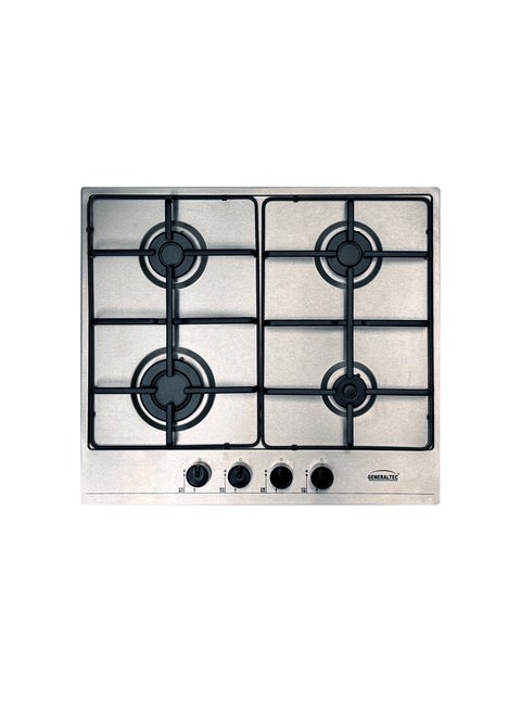 Generaltec 4 Burner Gas Hob 60 cm, Stainless Steel Body, Built-In Gas Cooktop, Knob Control, Modern Built in Gas Stove Cooker- GCBT614SF