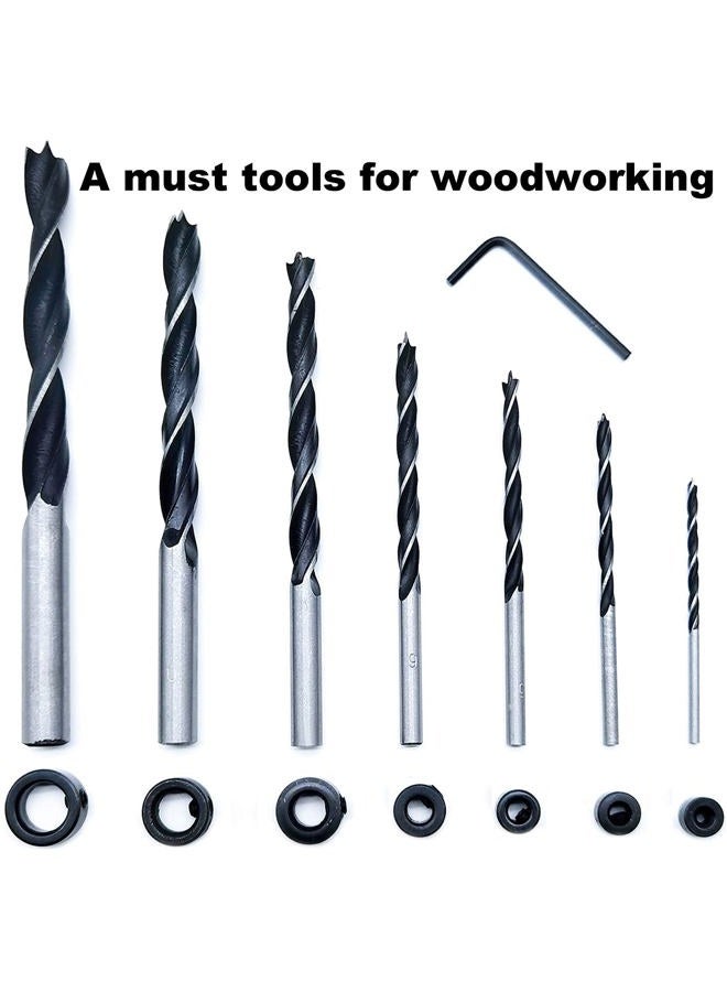 QISF 16Pcs Brad Point Wood Drill Bit 3/4/5/6/8/10/12mm Wood Working Drill with 3-12MM Center Point and Stopper Perfect for Woodworking Carpentry Drilling - Image 2