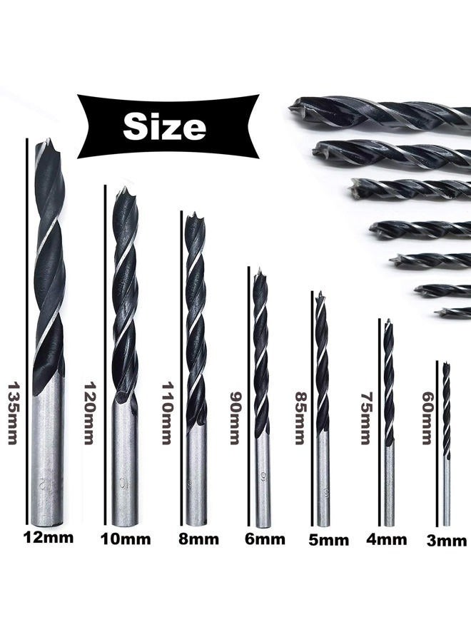 QISF 16Pcs Brad Point Wood Drill Bit 3/4/5/6/8/10/12mm Wood Working Drill with 3-12MM Center Point and Stopper Perfect for Woodworking Carpentry Drilling - Image 4