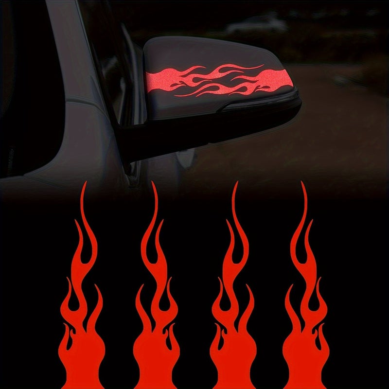 4 Pcs Reflective Green Flame Stripe Stickers For Car Motorcycle Bike Laptop Decoration - Image 3