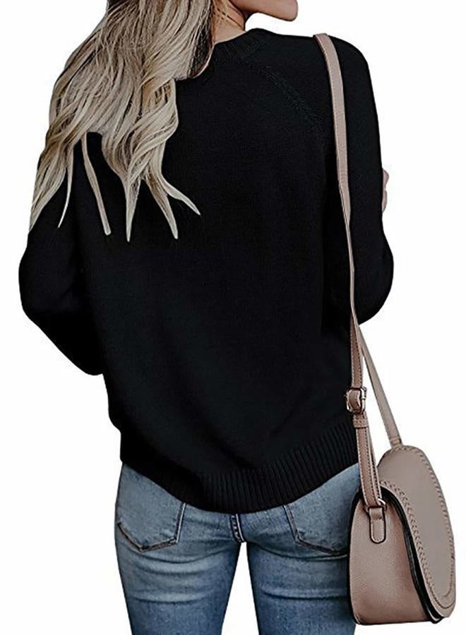 shermie Women's Pullover Sweaters Long Sleeve Crewneck Cute Heart Knitted Sweaters, Black, XXL - Image 3