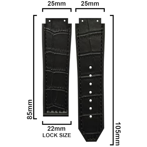 DBLACK ''HLS-OPN1'' 25mm Leather Watch Strap, Minimalist-Bamboo Design Watch Band, No Tools Included // Designed, Compatible for HUBLOT Watches, Watch Belt (Choose Your Color) (Black Bamboo) - Image 2
