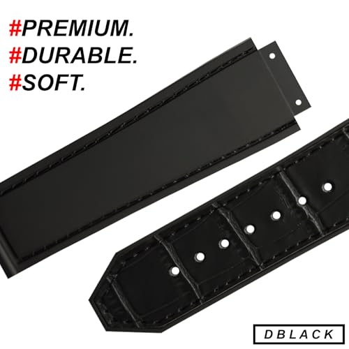 DBLACK ''HLS-OPN1'' 25mm Leather Watch Strap, Minimalist-Bamboo Design Watch Band, No Tools Included // Designed, Compatible for HUBLOT Watches, Watch Belt (Choose Your Color) (Black Bamboo) - Image 3