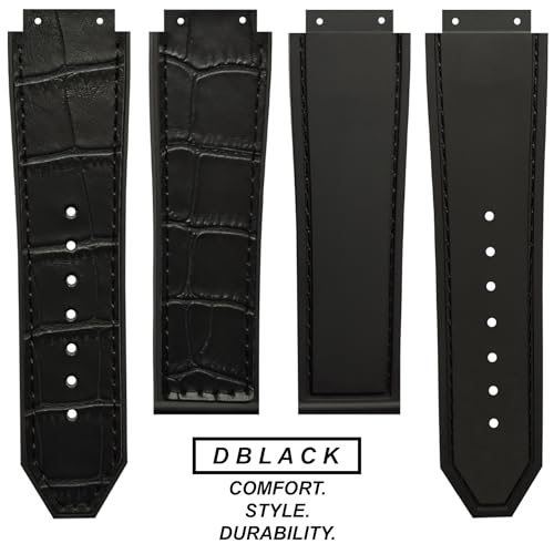 DBLACK ''HLS-OPN1'' 25mm Leather Watch Strap, Minimalist-Bamboo Design Watch Band, No Tools Included // Designed, Compatible for HUBLOT Watches, Watch Belt (Choose Your Color) (Black Bamboo) - Image 5