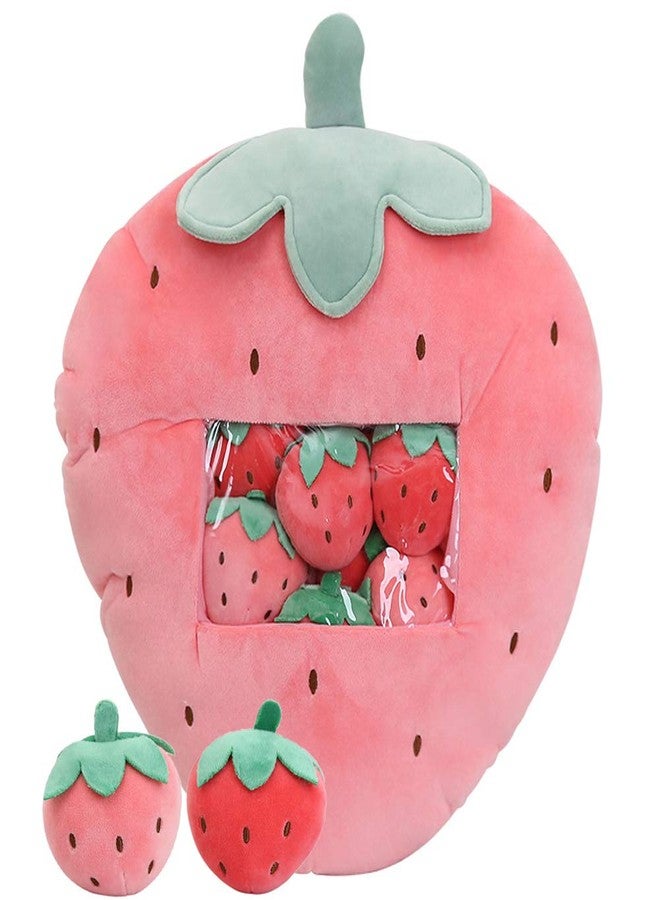 REFAHB Cute Throw Pillow Stuffed Strawberry Toys Removable Fluffy Creative Gifts for Teens Girls Kids, - Image 1