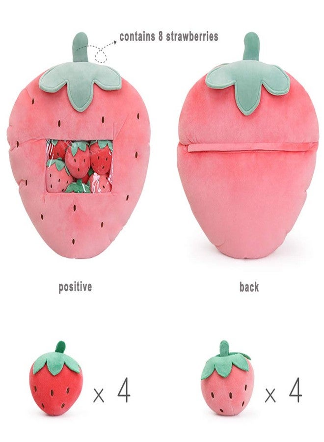 REFAHB Cute Throw Pillow Stuffed Strawberry Toys Removable Fluffy Creative Gifts for Teens Girls Kids, - Image 2