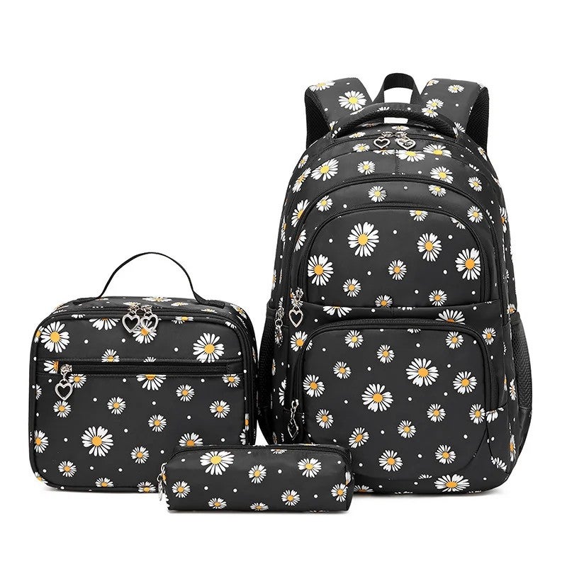 Bluejw Unisex Daisy Print Backpack Water-Repellent & Zipper-Closure Polyester Lining Cute School Bag for Schoolboys and Schoolgirls - Image 3