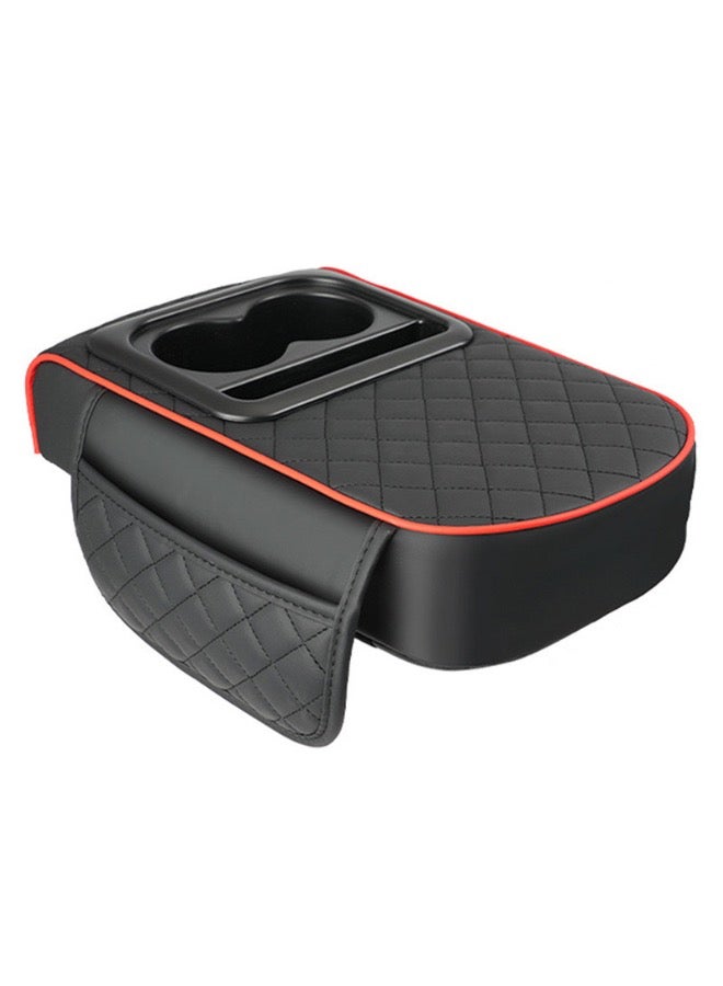 Generic Universal Waterproof Car Armrest Cover, 3 in 1 Car Armrest Cushion, Car Center Console Armrest Pillow,Car Armrest Cushion with Cup Holder and Phone Holder Storage Bag,Car Accessories (Black)  - Image 2