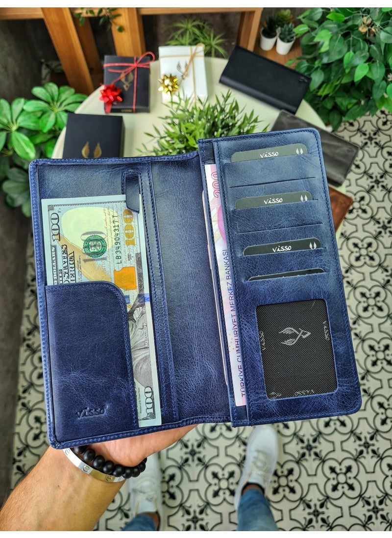 VISSO 901 Leather Handbag Wallet with Phone Compartment - Zippered - Men's and Women's Model with Removable Card Holder Feature  - Image 4