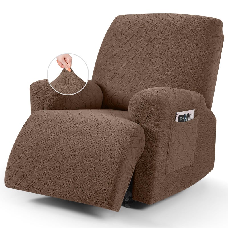 VANSOFY Recliner Chair Cover, 3-Pieces Stretch Recliner Covers for Recliner Chair Soft Reclining Chair Slipcover Furniture Protector for Dogs Cats(Light Coffee) - Image 1