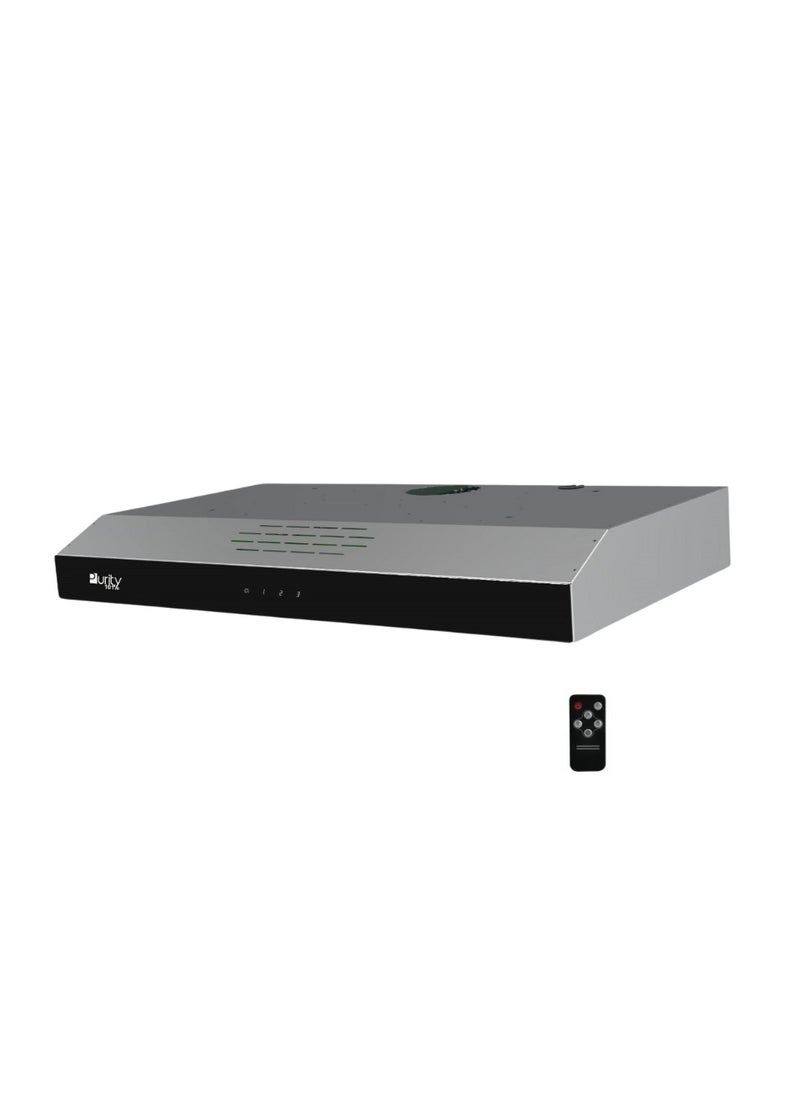 Purity Kitchen Cooker Hood, 90 cm Wall-Mount, 450 m³/h Suction Power, 3-Speed Flat Design, LED Lighting & Remote Control, Black ( PTSLIM PLUS X 90 ) 