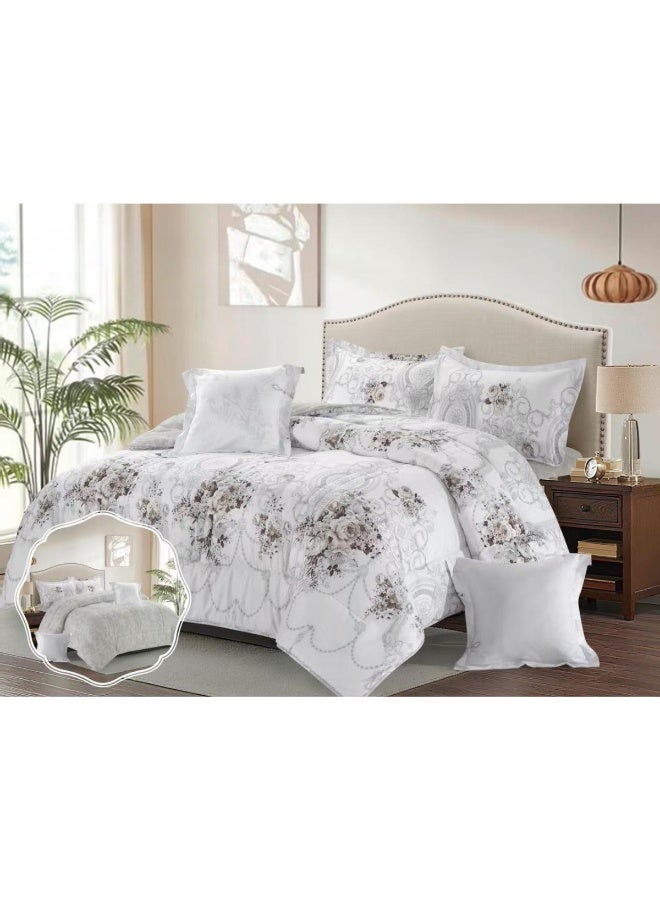 بلو سكاي مفرش سرير نفر ونص من المايكروفايبر بنسبة 100% ، غطاء سرير ، قابل للاستخدام على الوجهين، طقم مفارش بحشوة مريحة ، طقم نوم يتكون من 4 قطع ( مفرش بحشوة + واقي مرتبة + كيس مخدة + كيس وسادة مربعة ) مقاس المفرش 170X230 سم ومقاس المغاط 140x200 سم ( اللون نفس الصورة) - Image 2