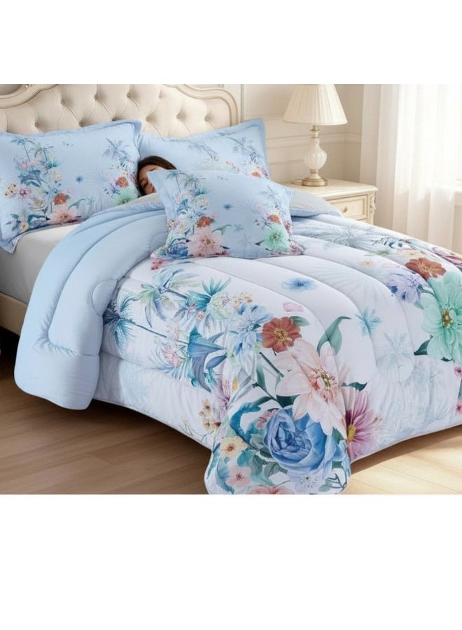 SMART HOME Luxurious 4-Piece Bedding Set with Comfortable Filling – Soft Quilted Duvet Set with Fitted Sheet, Pillowcase, and Cushion Cover – Elegant Modern Bedding Set for Bedrooms and Complete Bed – Duvet Size: 230x170 cm, Fitted Sheet Size: 200x120+30 cm (Color as pictured) - Image 2