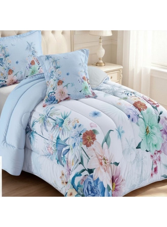 SMART HOME Luxurious 4-Piece Bedding Set with Comfortable Filling – Soft Quilted Duvet Set with Fitted Sheet, Pillowcase, and Cushion Cover – Elegant Modern Bedding Set for Bedrooms and Complete Bed – Duvet Size: 230x170 cm, Fitted Sheet Size: 200x120+30 cm (Color as pictured) - Image 4
