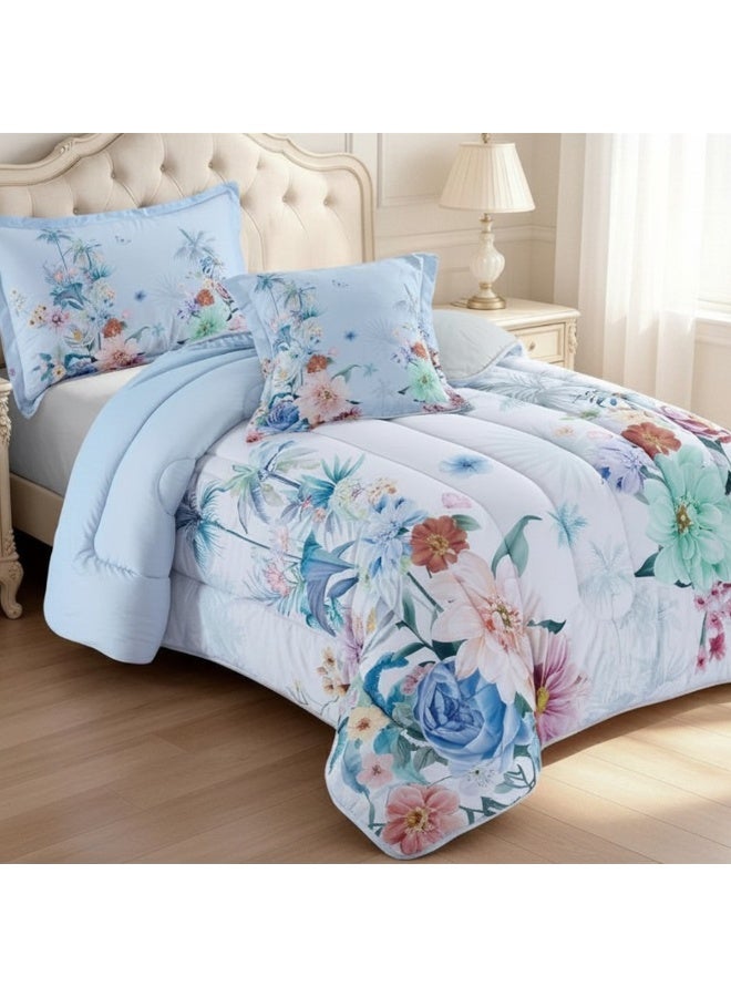 SMART HOME Luxurious 4-Piece Bedding Set with Comfortable Filling – Soft Quilted Duvet Set with Fitted Sheet, Pillowcase, and Cushion Cover – Elegant Modern Bedding Set for Bedrooms and Complete Bed – Duvet Size: 230x170 cm, Fitted Sheet Size: 200x120+30 cm (Color as pictured) - Image 1
