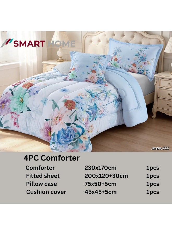 SMART HOME Luxurious 4-Piece Bedding Set with Comfortable Filling – Soft Quilted Duvet Set with Fitted Sheet, Pillowcase, and Cushion Cover – Elegant Modern Bedding Set for Bedrooms and Complete Bed – Duvet Size: 230x170 cm, Fitted Sheet Size: 200x120+30 cm (Color as pictured) - Image 3