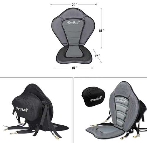 PenBan Universal Deluxe Kayak Seat Cushion with Storage Bag for Kayak,Padded Boat,SUP,Canoe,Fishing Boat,Seats with 4 Adjustable Straps(2 Pack Gray) - Image 4