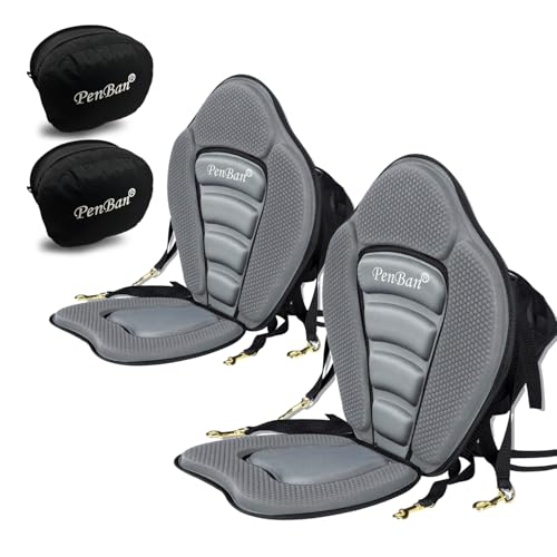 PenBan Universal Deluxe Kayak Seat Cushion with Storage Bag for Kayak,Padded Boat,SUP,Canoe,Fishing Boat,Seats with 4 Adjustable Straps(2 Pack Gray) - Image 1
