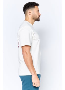 Reebok Men Sportswear Fit Short Sleeves Basketball T-Shirt, Cream  - Image 2